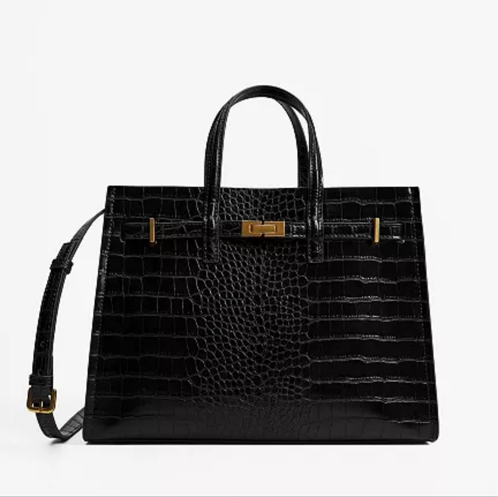 Mango Croc-Effect Shopper Bag